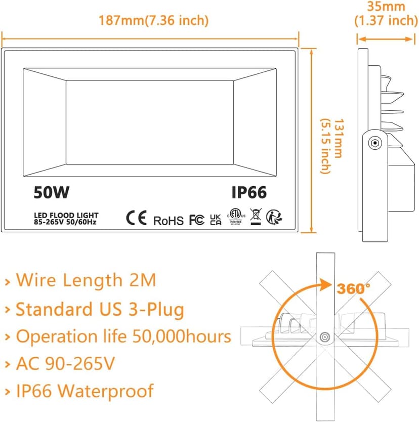 MELPO Led Flood Light 500W Equivalent, RGBW Led Outdoor Lights Colored Floodlight with Remote,50W,5000ML 2700K,120 Colors, Timing, Dimmable, Custom Modes, Landscape Lighting (2 Pack)
