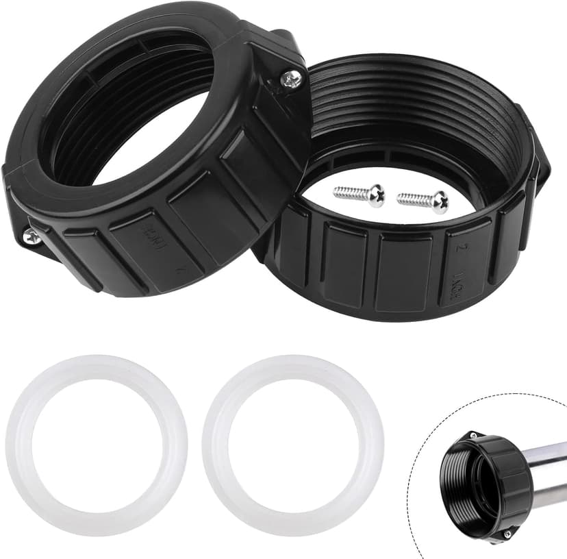 2" Spa Hot Tub Heater Split Nut Unions with Screws & Heater Gasket, Split Nut for Hot Tub and Spa Replacement Part, Suitable for 2-inch Heater Assemblies - 2 Pack