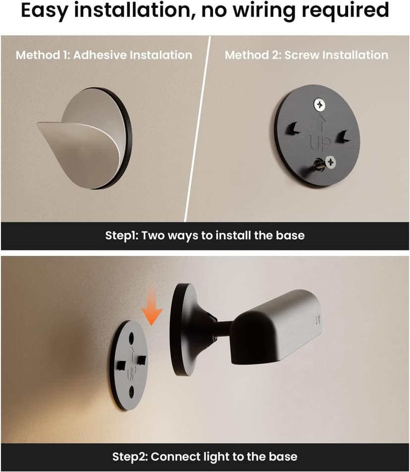 Rechargeable Wall Sconces LED Wall Lights with 7500mAh Battery Lamp for Bedroom, Touch and Remote Control, 3 Colors Wall Light 360° Rotate Dimmable Brightness with 15 RGB Colors