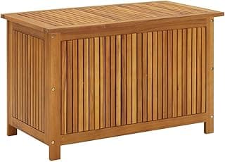 vidaXL Outdoor Storage Box, [Load Capacity Gallon] Deck Box with Lid, Storage Chest with Water-Resistant Bag Inside, 35.4''x19.7''x22.8'', Solid Acacia Wood