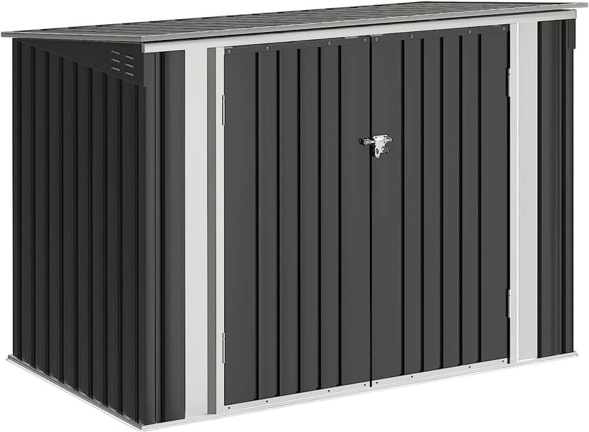 Devoko Outdoor Storage Shed 5.8 x 3.3 FT Metal Trash Shed Waterproof Outside Storage with Lid Chain Hydraulic Gas Rod for Trash Can Weeding Tools