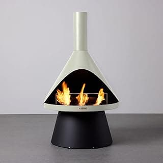 TerraFlame Lloyd Modern Gel Fuel Fireplace | Dove | Clean Burning and Smoke-Free | Portable and Freestanding | Fireplace for Indoor and Outdoor Use | Electroplated Steel