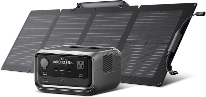 EF ECOFLOW Solar Generator RIVER 3 Plus with 110W Solar Panel, 286Wh Portable Power Station LiFePO4 Battery, 3 Up to 1200W AC Outlets, <10 MS UPS, Expandable to 858Wh, <30 dB Quiet, 1Hr Fast AC Charge