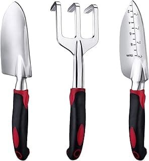 FANHAO Garden Tool Set, 3 Piece Heavy Duty Garden Trowels Cast-Aluminum Garden Hand Shovels with Non-Slip Rubber Grip, Idea for Transplanting, Weeding, Digging and Planting