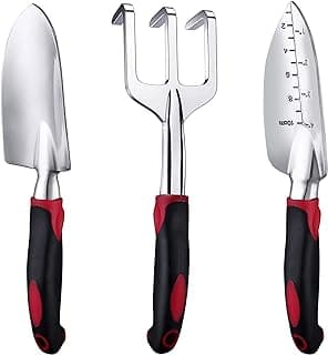 FANHAO Garden Tool Set, 3 Piece Heavy Duty Garden Trowels Cast-Aluminum Garden Hand Shovels with Non-Slip Rubber Grip, Idea for Transplanting, Weeding, Digging and Planting