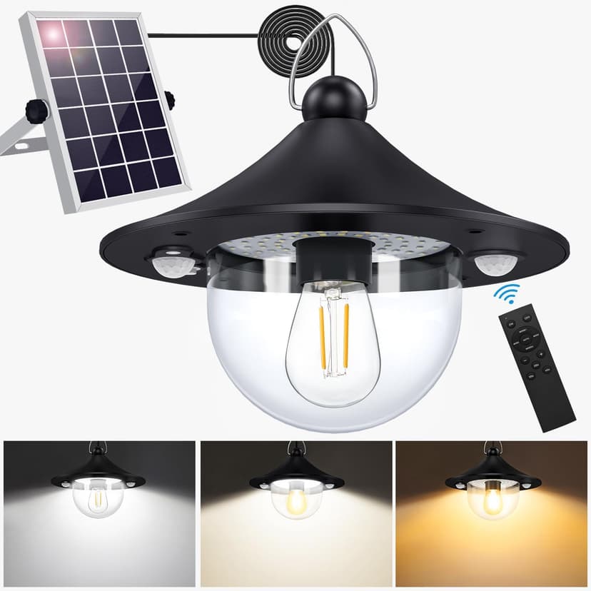 Solar Shed Light Outdoor Indoor 3000LM Solar Lights Daytime Available with Remote Control,Double Motion Sensor & 5 Lighting Modes, Solar Indoor Lights for Gazebo,Shed,Garage,Barn