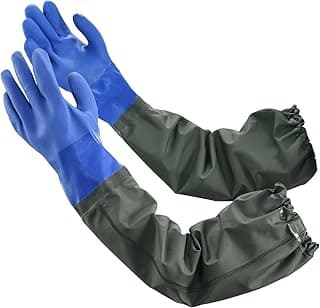 MUMUKE Long Waterproof Gloves, Long Chemical Gloves, Reusable, Padded Cotton Lined/Acid & Oil Resistant 28 inch
