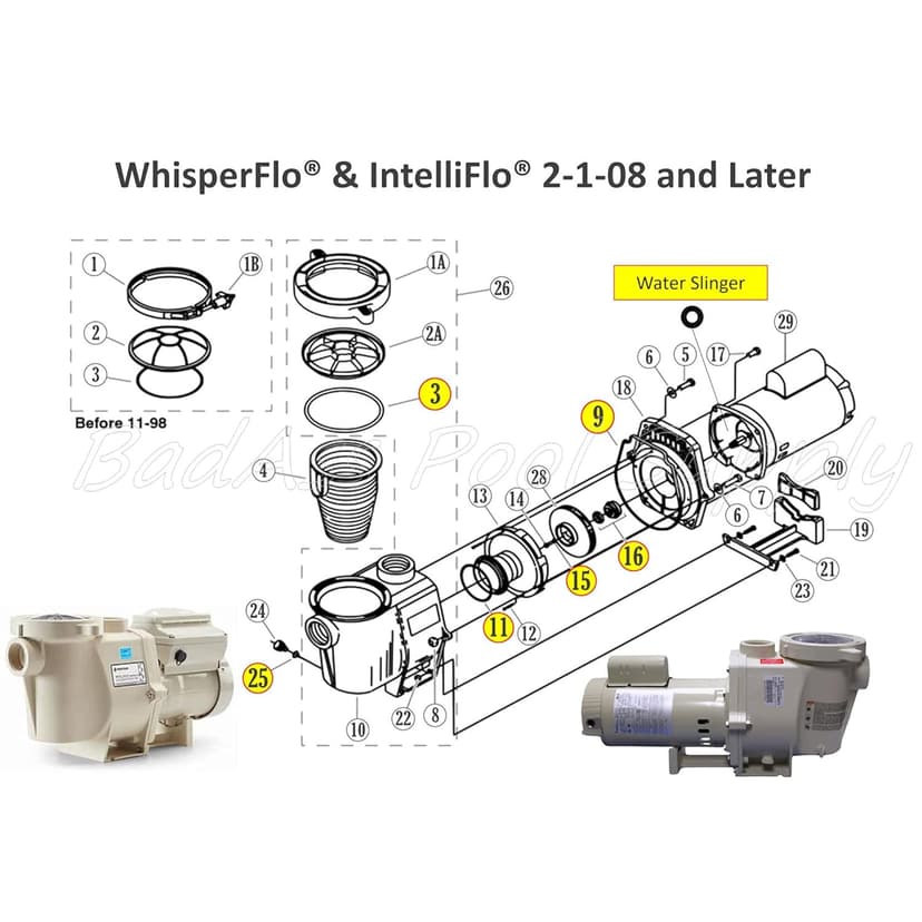 O-Ring Rebuild Repair Kit for Pentair WhisperFlo/IntelliFlo, Black Gasket, for Pumps Built 2-1-2008 and Later. This Includes The #1 Choice of Shaft Seals from US Seal Mfg.