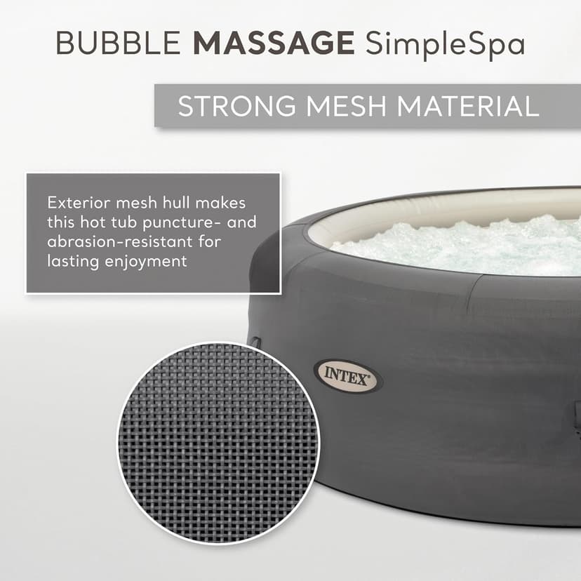 INTEX SimpleSpa Inflatable Hot Tub, 6 Person Bubble Massage Spa with Built-in Pump and Energy Efficient Cover