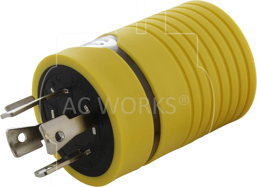 AC WORKS Generator to 30Amp RV Adapter (L14-20 20A 4-Prong Locking Compact) Yellow