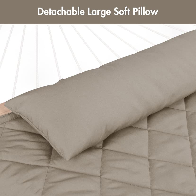 ANOW Double Hammock Pad and Pillow Set, 2 Person Polyester Hammock Pad, Light Brown