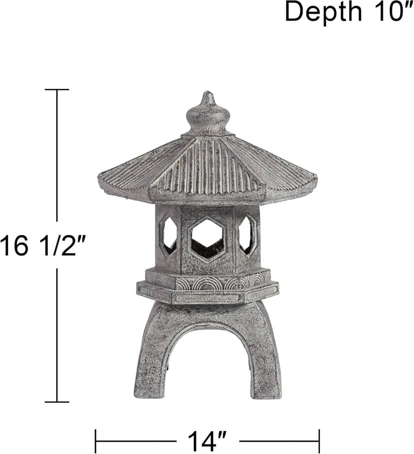John Timberland Pagoda Statue Sculpture Asian Japanese Garden Decor Indoor Outdoor Front Porch Patio Yard Outside Home Balcony House Exterior Lawn Gray Old Faux Stone Finish Resin 16 1/2" Tall