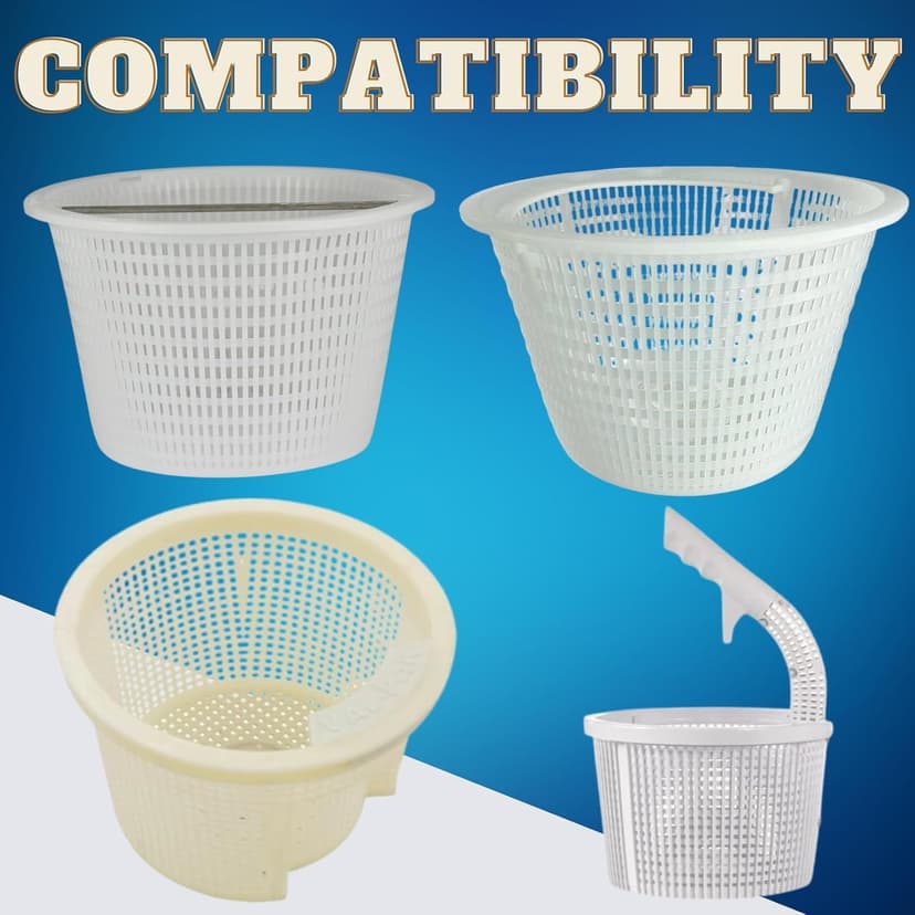 Swimables Pool Skimmer Basket for Inground Pool Compatible with Pentair U-3 Skimmer Basket and Hayward SP1070 Pool Basket | Built-in Brass Weight | 316 Stainless Steel Handle & Convenient Rubber Grip