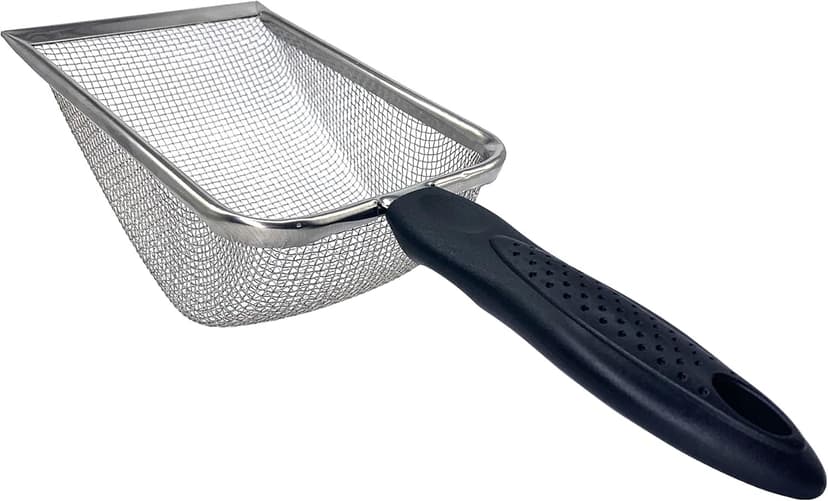 Falltail Stainless Steel Reptile Sand Substrate Scoop Shovel Sifter Fine Mesh Metal Reptile Litter Cleaner Scooper for Sand Bedding