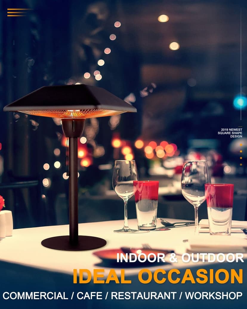 Star Patio Electric Patio Heater, Infrared Heaters, Tabletop Heater, Electric Outdoor Heaters, Outdoor Patio Heater, Classic Sandy Black, 1500W, STP1566-DT