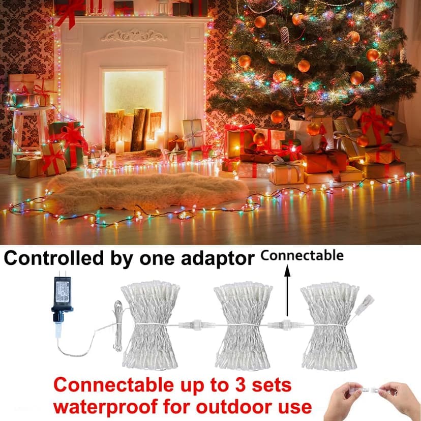 Obrecis Color Changing String Lights, 200 LED 34 Colors Colorful Christmas Lights Multicolor Plug in Waterproof Twinkle Lights Connectable for Indoor Outdoor Room Party Valentine's Wedding Decor 66 ft