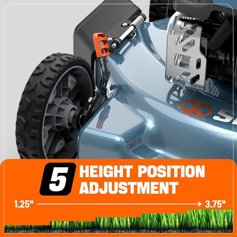 Senix 144 cc Gas Lawn Mower, 20 inch 2-in-1 Push Mower with Mulching and Side Discharge, 4-Cycle Engine, 5 Position Cutting Height Adjustment for Lawn, Yard and Garden (LSPG-L5)