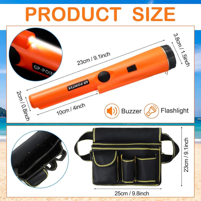 Metal Detector Kit Accessories Include Metal Detector Pinpointer, Sand Sifter Scoop, Shovel Glove, Finds Bag, Semi Waterproof Detection Handheld Pin Pointer Wand Accessories for Adult Treasure Hunting