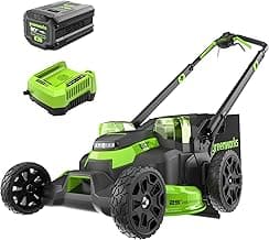 Greenworks 80V 25" Brushless Cordless (Self-Propelled) Dual Blade Lawn Mower (LED Headlight + Aluminum Handles), 4.0Ah Battery and Rapid Charger Included