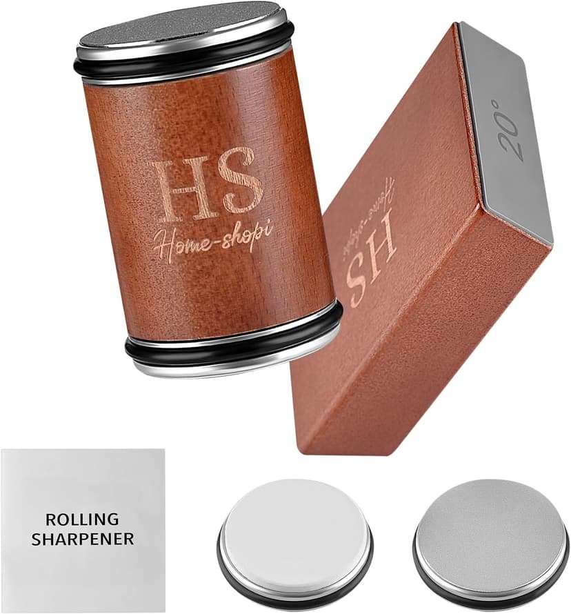 Rolling Knife Sharpener Kit with 2 Extra Discs (Diamond & Ceramic) - 15° & 20° Angles, Magnetic Knife Holder, Ideal for Kitchen, Pocket, Chef, and Hunting Knives