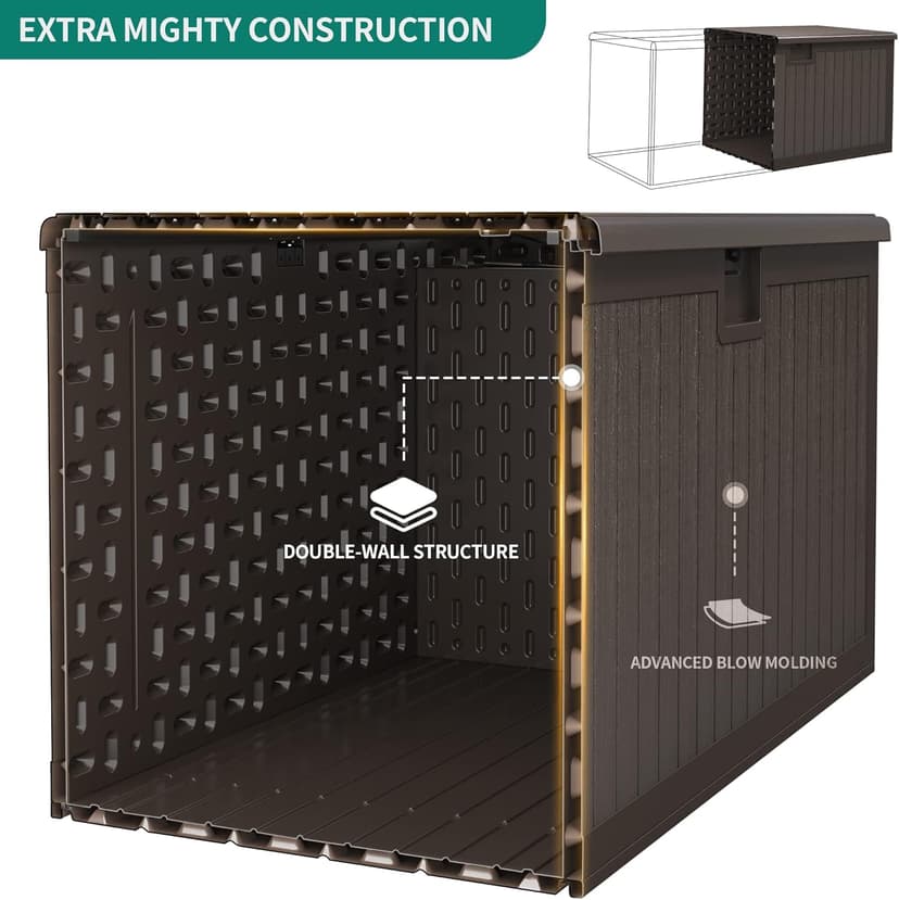 YITAHOME 230 Gallon Double-Wall Deck Box with Divider & Side Handles, Outdoor Large Storage for Patio Furniture Cushions, Garden Pool Accessories, Water Resistant & Lockable