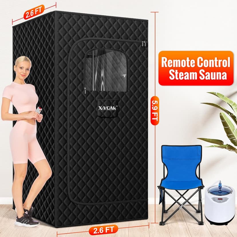 Upgraded Sauna Box for Relaxation, Detoxification, Portable Steam Sauna for Home with Steamer, 9 Levels, 2.6’ x 2.6’ x 5.9’