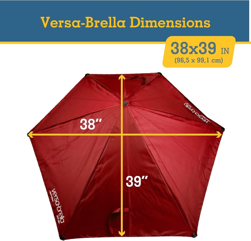 Versa-Brella UPF 50+ Personal Sun Shade - Portable Umbrella for Sports & Outdoors - Secure Clamp, 360-Degree Swivel Adjustable Position for Maximum Sun Protection - Compact with Carry Case
