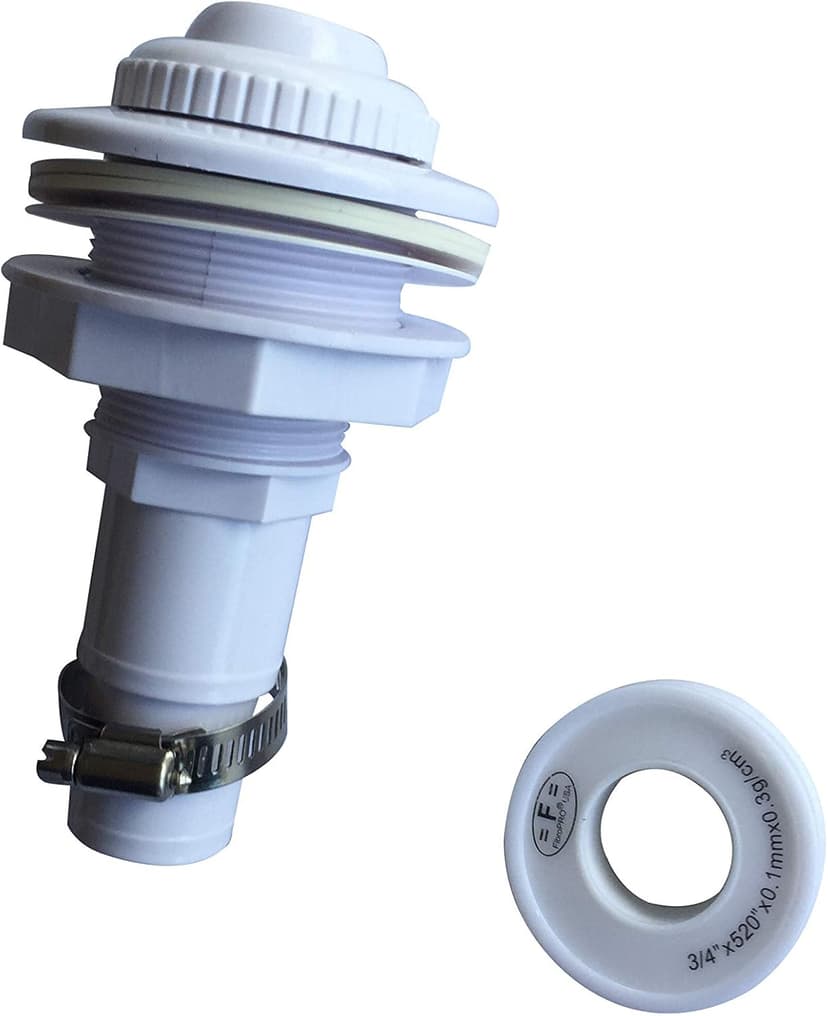 FibroPool Pool Return Jet Kit - Complete with Fittings, Eyeball Assembly, Clamp, Gaskets and PTFE Thread Tape - Compatible with Above Ground Pools