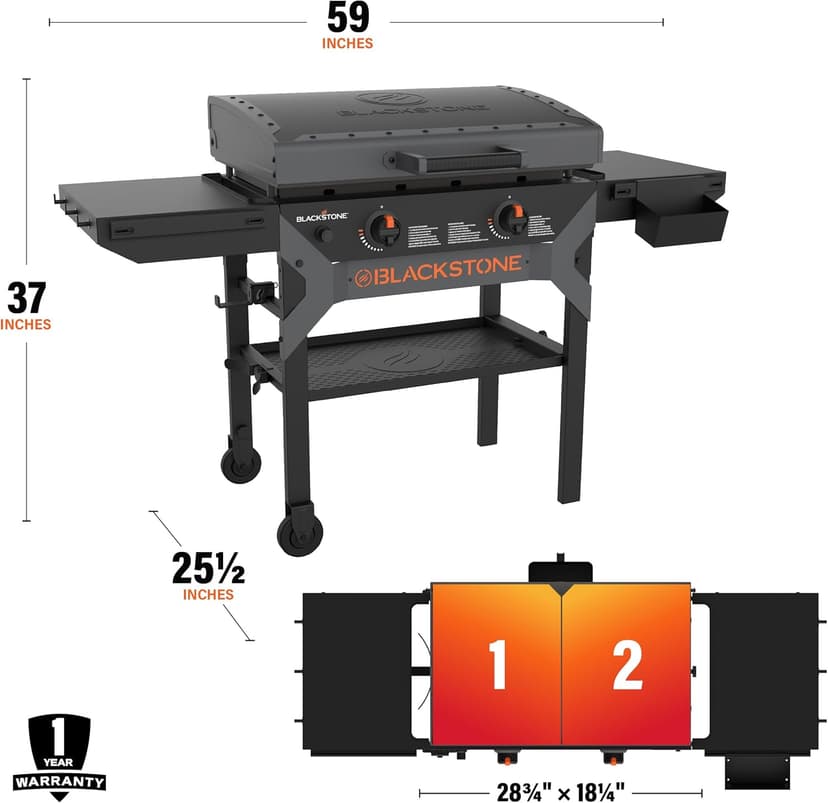 BLACKSTONE 2311 Iron Forged 28” Omnivore Griddle with X-Braced Hood, Powder Coated Steel, Black
