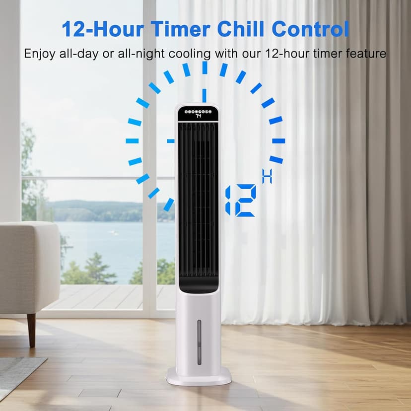 MEPTY 41" Swamp Cooler, 3 in 1 Evaporative Air Cooler with Remote, Portable Cooling Fans that Blow Cold Air with 3 Speeds, 4 Modes, Tower Fan 120° Oscillation Air Conditioner for Bedroom Home Office