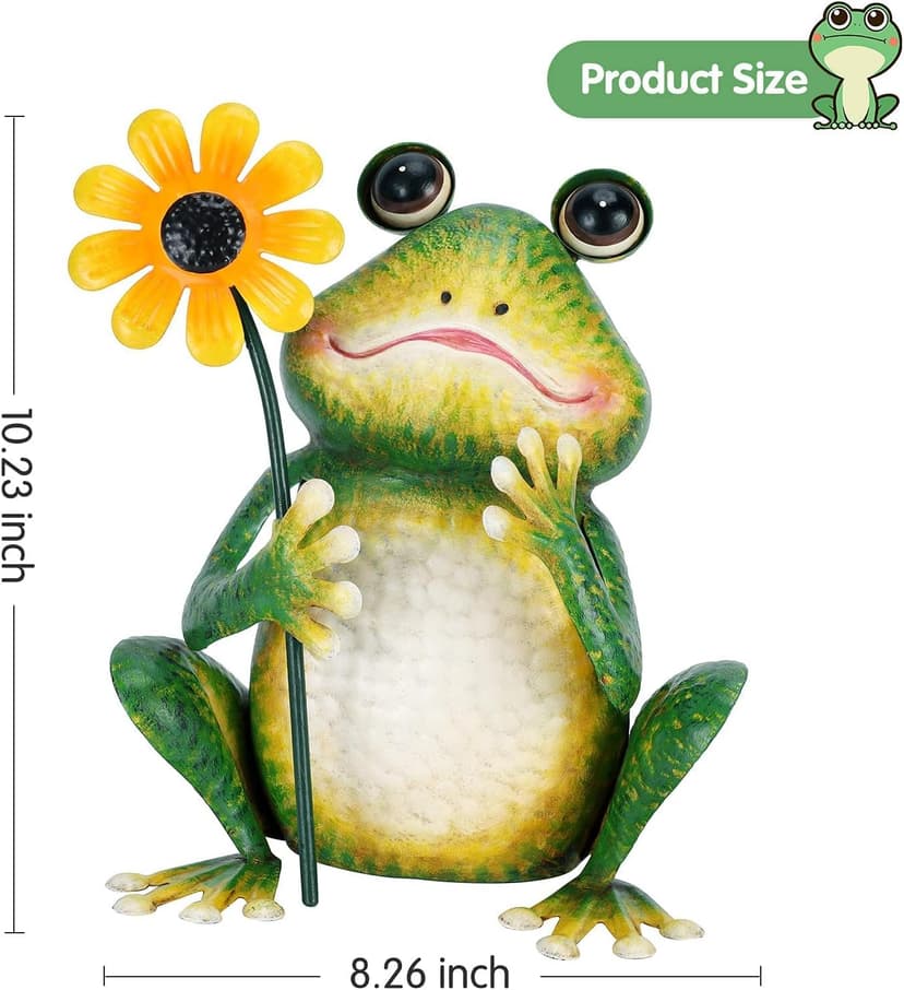 chisheen Garden Frog Statue Outdoor Decor Metal Frog Yard Art Sculpture