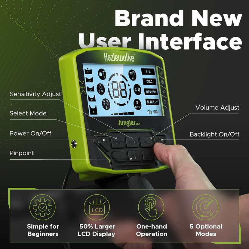 Metal Detector for Adults, Rechargeable Battery for 20H Typical Use, 5 Professional Mode with Higher Accuracy 10” Waterproof Coil for Gold Detecting