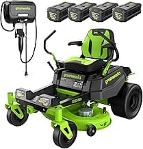 Greenworks 80V 42" CROSSOVERZ Zero Turn Lawn Mower, (4) 5.0Ah Batteries and (600W) Plug in Charger