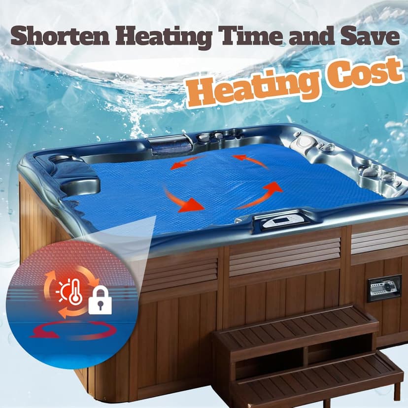 Hot Tub Bubble Blanket,16-mil 7x7 Foot Square Spa Cover Hot Tub Solar Cover, Heavy-Duty Heat Retaining Thermal Blanket.