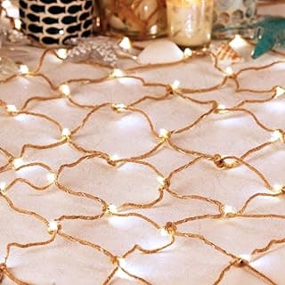 Impress Life Mediterranean Style Photo Hanging Wall Décor, Lighting Fish Net 59”x30” with 126 LEDs and Multifunction Remote for Picture Organizer, Nautical Wedding, Fishing Party, Night light