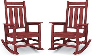 KINGYES Oversized Outdoor Rocking Chairs Set of 2, Red