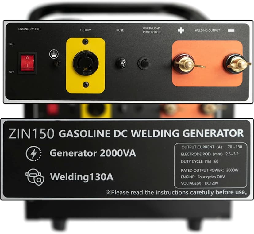 Portable 2000 Watt Engine Driven Welder 130 Amp Stick Welder