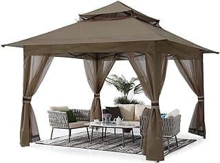 ABCCANOPY Pop Up Gazebo 13x13 - Outdoor Canopy Tent with Mosquito Netting for Patio Garden Backyard (Brown)