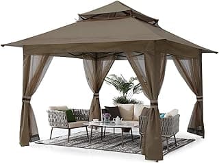 ABCCANOPY Pop Up Gazebo 13x13 - Outdoor Canopy Tent with Mosquito Netting for Patio Garden Backyard (Brown)