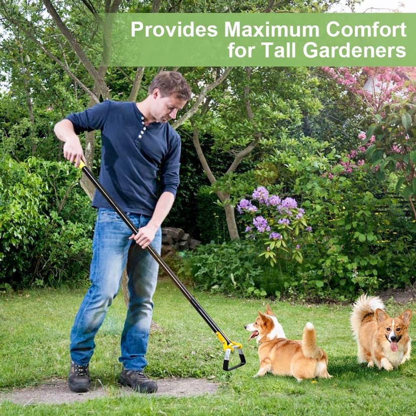 Adjustable Garden Hoe - Heavy-Duty Long Handle Loop Stirrup Hoe for Weeding, Black, 30-61 Inche (30-70 Inch)