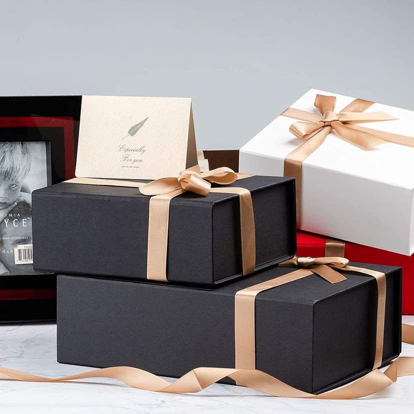 LIFELUM Gift Box 13''x10''x5'' Large Black Mother's Day Gift Boxes with Magnetic Lids Luxury Gifts Box for Mom Groomsman Proposal Contains Card, Ribbon, Filler Birthday Gift Packging