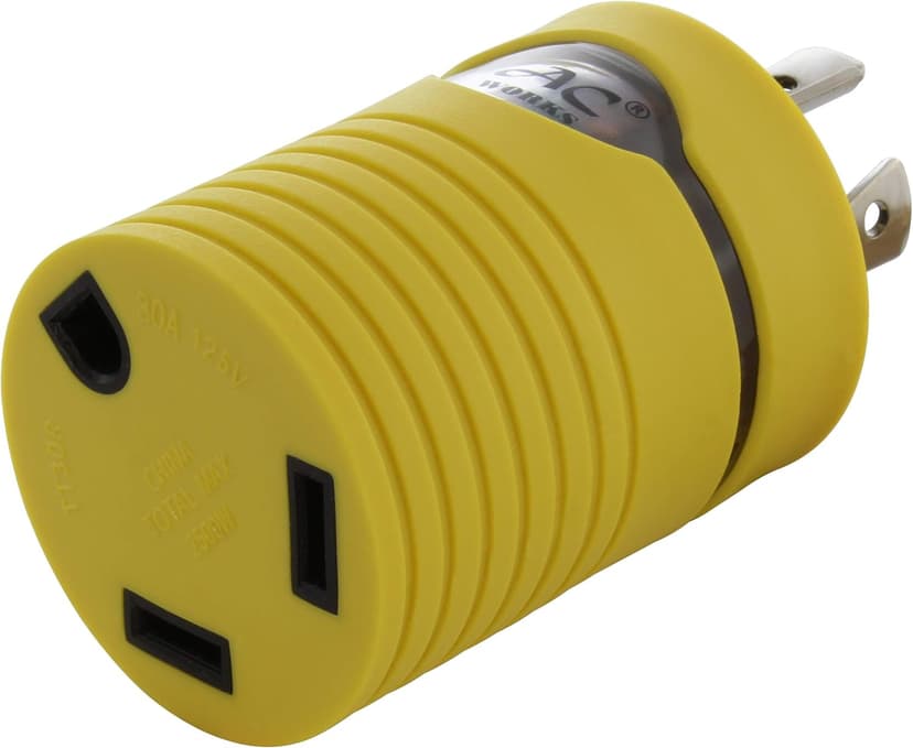 AC WORKS Generator to 30Amp RV Adapter (L14-20 20A 4-Prong Locking Compact) Yellow