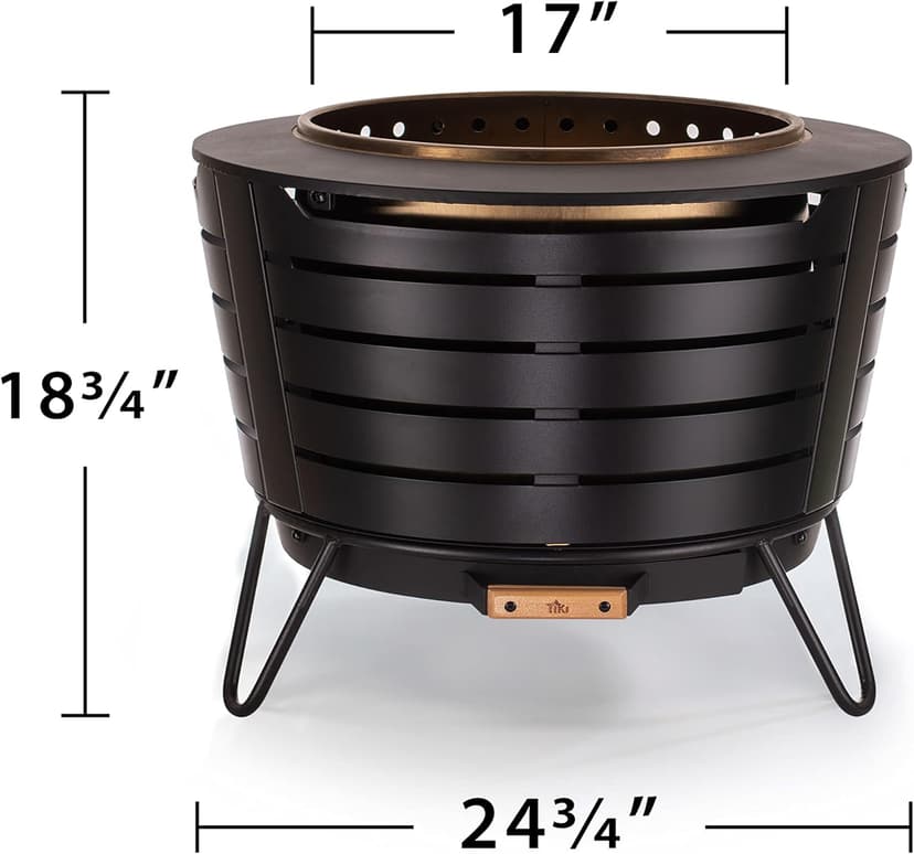 25-Inch Smokeless Patio Fire Pit, Wood Burning with Removable Ash Pan & Weather-Resistant Cover, Modern Black Design – Ideal Outdoor Smokeless Fire Pit for Backyard & Patio