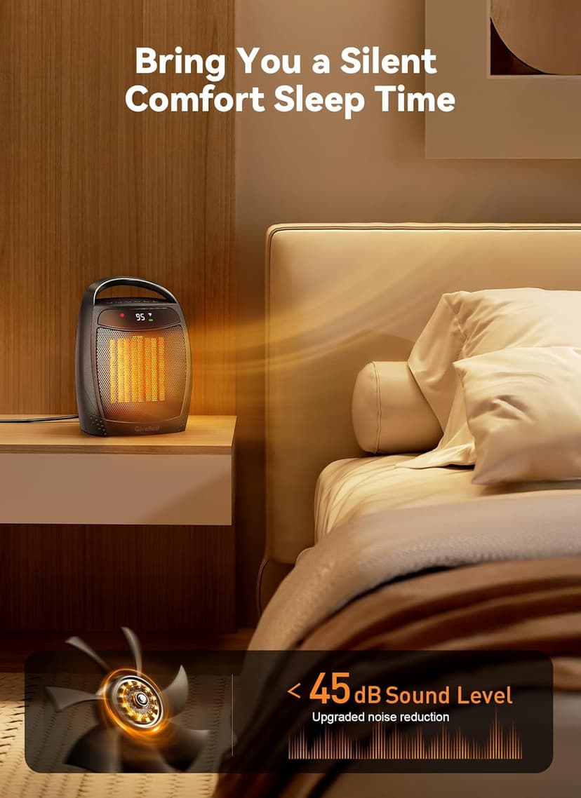 GiveBest Space Heater, 1500W Portable Electric Heaters for Indoor Use, Heater for Office with Remote Thermostat, ECO Mode, 12H Timer, Quiet Safe Small Heater for Bedroom Living Room