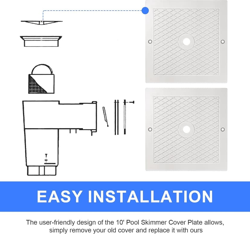 2 Pack 10" Skimmer Lid Pool Skimmer Cover Plate, Pool Skimmer Lid Replacement Compatible with Hayward SPX1082E, SP082, 1083, 1084,1085, and SP1086