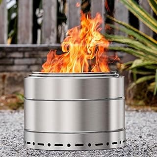 Smokeless Fire Pit Outdoor Wood Burning Portable Firepit Stainless Steel for Backyard Patio Garden Picnic Camping Bonfire(19 Inch)