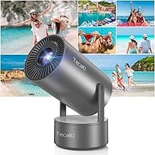 Portable Outdoor Projector with Battery, Mini Projector with WiFi and Bluetooth, 1080P Supported, Auto Keystone, Electric Focus, 180° Rotatable, Suitable for Camping, Family Gatherings, Party