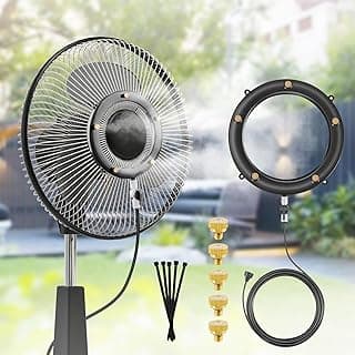 Fan Misting Kit. Fan Misters for Cooling Outdoor, Integrated Mister Ring for Outside with Water Valve, Misters for Outdoor Fan. Fit for Any Outdoor Fan. Durable, Seamless Fan Mister not Easy to Leak.…