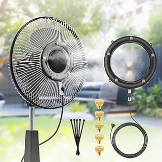 Fan Misting Kit. Fan Misters for Cooling Outdoor, Integrated Mister Ring for Outside with Water Valve, Misters for Outdoor Fan. Fit for Any Outdoor Fan. Durable, Seamless Fan Mister not Easy to Leak.…