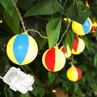 21ft Mini Beach Ball String Lights Decoration Beach Themed String Lights with 8 Modes Waterproof Patio 30 LED Ball for Summer Bedroom Wedding Tent Holiday Party Decoration